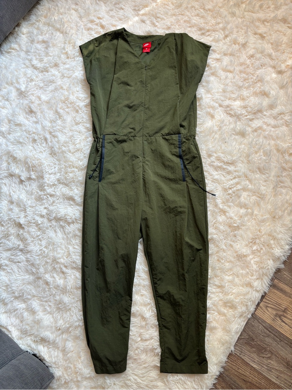 Nike Sportswear Olive Green Nylon Zip Jumpsuit Women’s Small